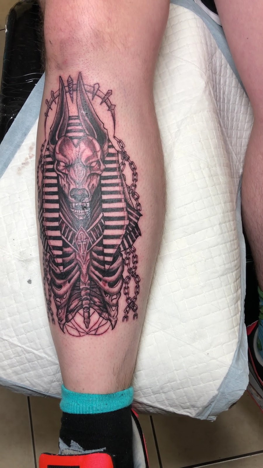 Anubis: Calf piece, black and grey